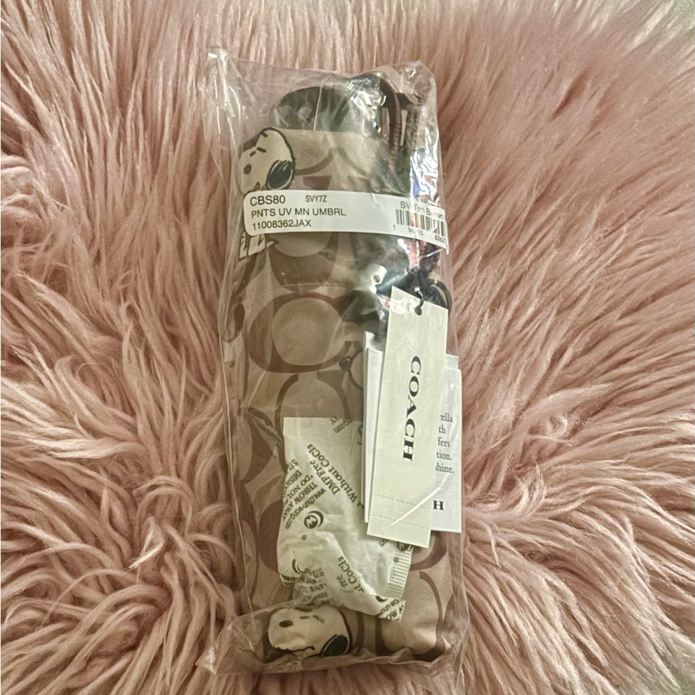 Coach NEW Coach X Peanuts Snoopy Print Brown Multi UV Protection Mini Umbrella - Picture 10 of 16